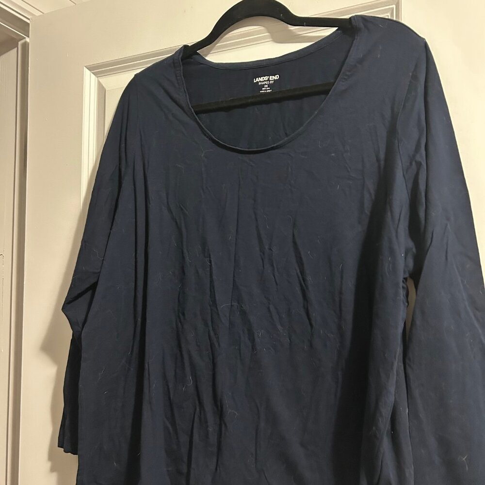 Lands' End Navy Long Sleeve Shirt - Size 2X